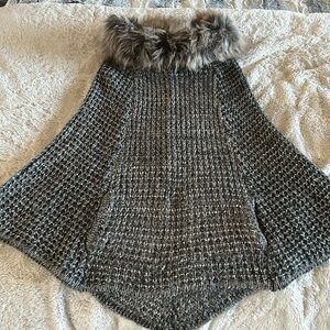 Steve Madden faux fur cape with front pocket, OSFM